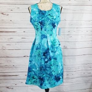 NWT Enfocus Studio blue green floral A-line dres
